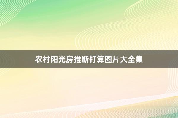 农村阳光房推断打算图片大全集